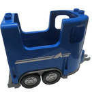 Duplo Blauw Paard Aanhangwagen 5 x 11 x 6 met Paard Hoofd en Strepen (87703)