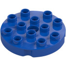 Duplo Blue Round Plate 4 x 4 with Hole and Locking Ridges (98222)