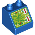 Duplo Blau Schrägstein 2 x 2 x 1.5 (45°) mit Batwing und Shooting Controls (6474 / 17417)