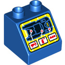 Duplo Blue Slope 2 x 2 x 1.5 (45°) with Screen with Batmobile and Instrument Locations (6474 / 29021)