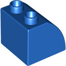 Duplo Blauw Helling 45° 2 x 2 x 1.5 met Gebogen Kant (11170)