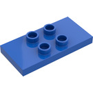 Duplo Blue Tile 2 x 4 x 0.33 with 4 Center Studs (Thin) (4121)