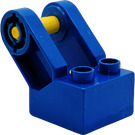 Duplo Blue Toolo Brick 2 x 2 with Angled Bracket with Forks and Two Screws without Holes on Side