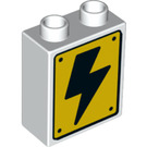 Duplo Mattoncino 1 x 2 x 2 con Lightning Bolt su Giallo Background con tubo alla base (15847 / 78739)