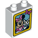 Duplo Brick 1 x 2 x 2 with Minnie mouse and cat with Bottom Tube (15847 / 38650)