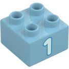 Duplo Palikka 2 x 2 jossa "1" (3437 / 66025)