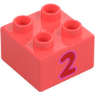 Duplo Brick 2 x 2 with "2" (3437 / 66026)