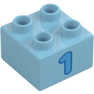 Duplo Stein 2 x 2 mit Blau '1' (3437 / 15956)