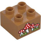 Duplo Brick 2 x 2 with Toadstools / Mushrooms (1377 / 3437)