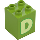 Duplo Brick 2 x 2 x 2 with Letter "D" Decoration (31110 / 65971)