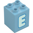 Duplo Kloss 2 x 2 x 2 med Letter "E" Dekoration (31110 / 65972)