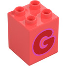 Duplo Stein 2 x 2 x 2 mit Letter "G" Deko (31110 / 65917)