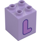 Duplo Kloss 2 x 2 x 2 med Letter "L" Dekorasjon (31110 / 65929)