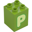 Дупло Тухла 2 x 2 x 2 с Letter "P" Украса (31110 / 65936)