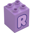 Duplo Brick 2 x 2 x 2 with Letter "R" Decoration (31110 / 65939)