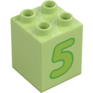 Duplo Steen 2 x 2 x 2 met Number 5 (31110 / 77922)