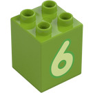 Duplo Brick 2 x 2 x 2 with Number 6 (31110 / 77923)