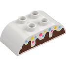 Duplo Brick 2 x 4 with Curved Sides with Chocolate cake (66024 / 98223)