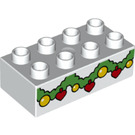 Duplo Brick 2 x 4 with Green Christmas Garland (1363 / 3011)