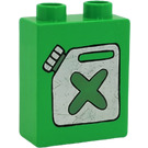 Duplo Bright Green Brick 1 x 2 x 2 with Fuel Can without Bottom Tube (4066 / 42627)