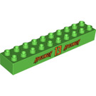 Duplo Bright Green Brick 2 x 10 with '13'  (2291 / 13832)