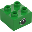 Duplo Bright Green Brick 2 x 2 with Eye looking left (37396 / 37397)