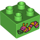 Duplo Fel groen Steen 2 x 2 met Roze en Geel Caterpillar (3437 / 16121)