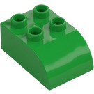 Duplo Leuchtendes Grün Stein 2 x 3 mit Gebogenes Oberteil (2302)