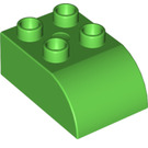 Duplo Leuchtend grün Backstein 2 x 3 mit Gebogenes Oberteil (2302)