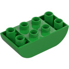 Duplo Kirkas vihreä Palikka 2 x 4 jossa Kaareva Pohja (98224)