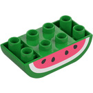 Duplo Bright Green Brick 2 x 4 with Curved Bottom with Watermelon (98224 / 101568)