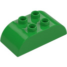 Duplo Bright Green Brick 2 x 4 with Curved Sides (98223)