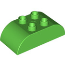 Duplo Leuchtend grün Backstein 2 x 4 mit Gebogen Sides (98223)