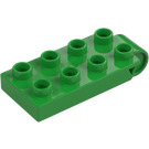 Duplo Bright Green Plate 2 x 4 with B Connector Top (16686)