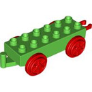 Duplo Verde brillante Tren Carriage con Rojo Ruedas y Moveable Gancho (64668 / 73357)