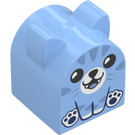 Duplo Leuchtendes Hellblau Stein 2 x 2 Gebogen mit Ohren und Katze (105425)