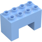 Duplo Bleu Clair Brillant Brique 2 x 4 x 2 avec 2 x 2 Coupé sur Bas (6394)