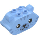 Duplo Bleu Clair Brillant Brique 2 x 6 x 2.5 Incurvé avec Oreilles et Chat (105422)