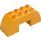 Duplo Klar Ljus Orange Båge Kloss 2 x 6 x 2 Böjd (11197)