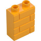 Duplo Bright Light Orange Brick 1 x 2 x 2 with Brick Wall Pattern (25550)