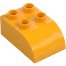 Duplo Bright Light Orange Brick 2 x 3 with Curved Top (2302)