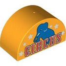 Duplo Naranja claro brillante Ladrillo 2 x 4 x 2 con Parte superior curva con 'CIRCUS' y Azul Elephant sign (31213 / 62971)