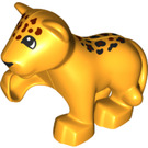 Duplo Bright Light Orange Leopard Cub with Raised Paw and Markings on Head and Back (81411)