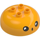 Duplo Bright Light Orange Round Brick 4 x 4 with Dome Top with Face with Open Mouth (101559 / 110307)