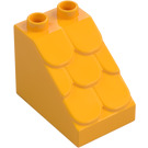 Duplo Bright Light Orange Slope 2 x 3 x 2 with Roof Tiles (15580)