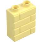 Duplo Helder lichtgeel Steen 1 x 2 x 2 met Steen Muur Patroon (25550)