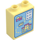 Duplo Bright Light Yellow Brick 1 x 2 x 2 with House and Car and School with Bottom Tube (15847 / 103927)