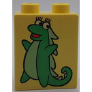 Duplo Bright Light Yellow Brick 1 x 2 x 2 with Issa the Dragon without Bottom Tube (4066 / 49455)