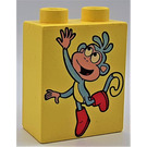 Duplo Bright Light Yellow Brick 1 x 2 x 2 with Monkey without Bottom Tube (4066)