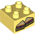 Duplo Helder lichtgeel Steen 2 x 2 met Sandwiches (3437 / 19343)